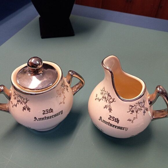 Pearl China Co., Platinum Rose, Porcelain High Lip Cream and Sugar Set - Picture 1 of 9